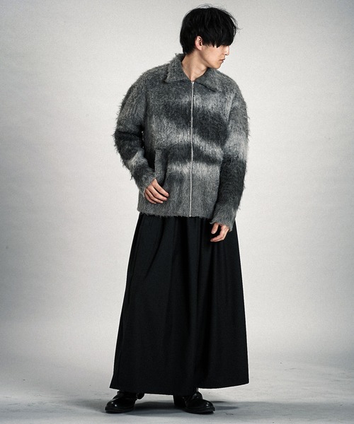 NO ID.(ノーアイディ)の「【NO ID.】Shaggy Jacquard Knit Blouson / シャギー ジャカード ニット ブルゾン(ブルゾン・メンズ・ブラック/グレー/ベージュ・ONE SIZE)」の22枚目の写真