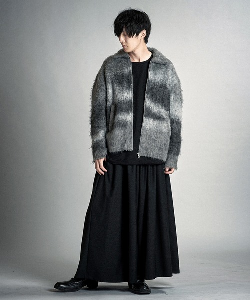 NO ID.(ノーアイディ)の「【NO ID.】Shaggy Jacquard Knit Blouson / シャギー ジャカード ニット ブルゾン(ブルゾン・メンズ・ブラック/グレー/ベージュ・ONE SIZE)」の16枚目の写真