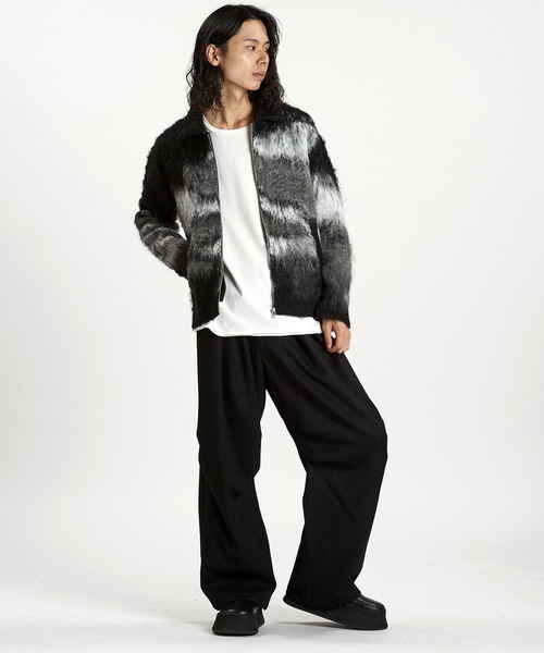 NO ID.(ノーアイディ)の「【NO ID.】Shaggy Jacquard Knit Blouson / シャギー ジャカード ニット ブルゾン(ブルゾン・メンズ・ブラック/グレー/ベージュ・ONE SIZE)」の12枚目の写真