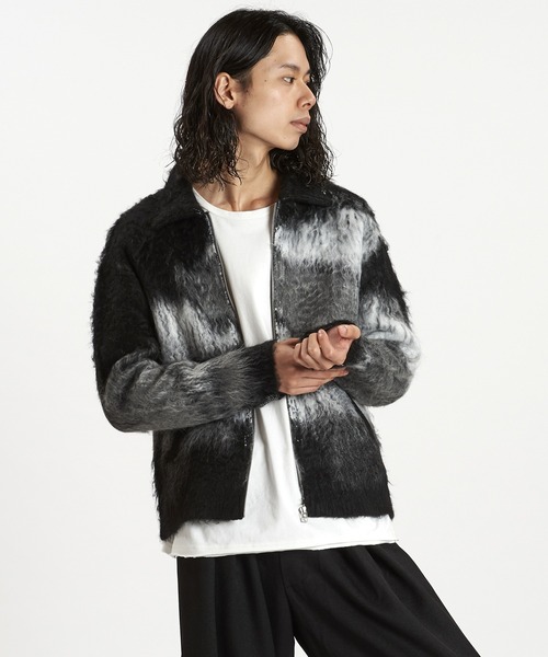 NO ID.(ノーアイディ)の「【NO ID.】Shaggy Jacquard Knit Blouson / シャギー ジャカード ニット ブルゾン(ブルゾン・メンズ・ブラック/グレー/ベージュ・ONE SIZE)」の13枚目の写真