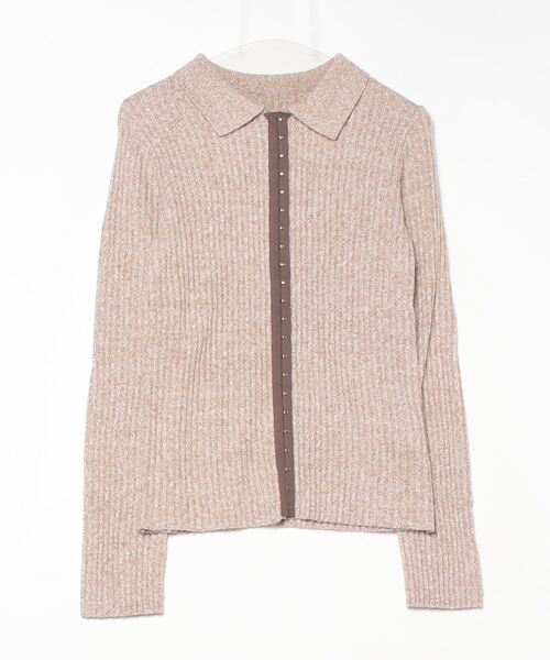 Per sist ence（パーシエンス）の「ホックデザインポロニットカーディガン（ニット/セーター・レディース・ブラウン/アイボリー/グレー/オフホワイト/チャコールグレー・ONE SIZE）」の2枚目の写真