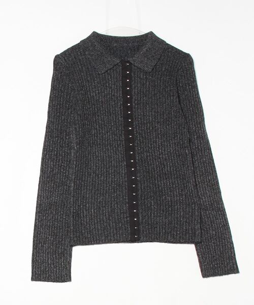 Per sist ence（パーシエンス）の「ホックデザインポロニットカーディガン（ニット/セーター・レディース・ブラウン/アイボリー/グレー/オフホワイト/チャコールグレー・ONE SIZE）」の4枚目の写真