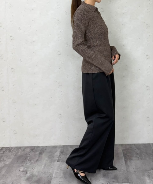 Per sist ence（パーシエンス）の「ホックデザインポロニットカーディガン（ニット/セーター・レディース・ブラウン/アイボリー/グレー/オフホワイト/チャコールグレー・ONE SIZE）」の7枚目の写真