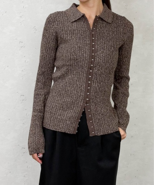 Per sist ence（パーシエンス）の「ホックデザインポロニットカーディガン（ニット/セーター・レディース・ブラウン/アイボリー/グレー/オフホワイト/チャコールグレー・ONE SIZE）」の10枚目の写真