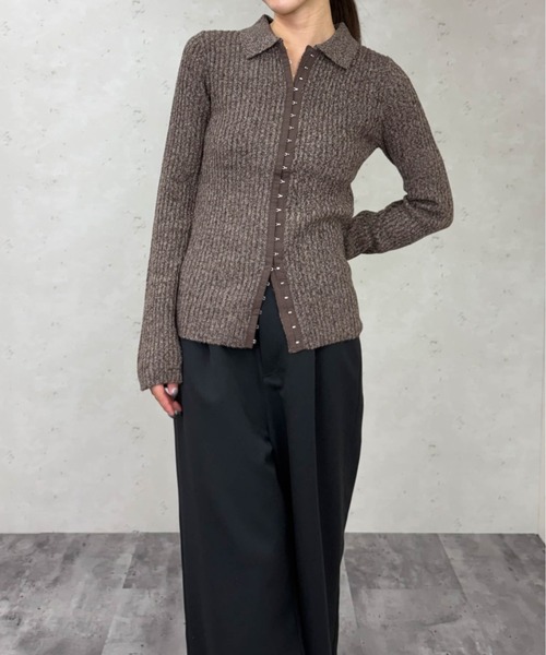 Per sist ence（パーシエンス）の「ホックデザインポロニットカーディガン（ニット/セーター・レディース・ブラウン/アイボリー/グレー/オフホワイト/チャコールグレー・ONE SIZE）」の16枚目の写真