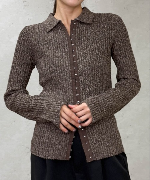 Per sist ence（パーシエンス）の「ホックデザインポロニットカーディガン（ニット/セーター・レディース・ブラウン/アイボリー/グレー/オフホワイト/チャコールグレー・ONE SIZE）」の17枚目の写真