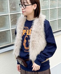 フェイクファー切替ジレ