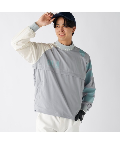 FILA GOLF(フィラゴルフ )の「FILA GOLF フィラゴルフ ゴルフウェア ワンポイント ロゴ ストレッチ 撥水 裏メッシュ 軽量 プルオーバー ブルゾン(ブルゾン・メンズ・ブラック/グレー/オフホワイト・M/L/LL/3L)」の1枚目の写真