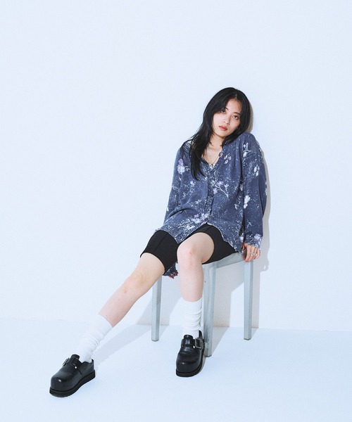 セール】BlurフラワープリントVカーディガン/604991（カーディガン