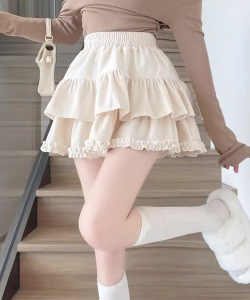 frunco（フランコ）の「【ZOZOTOWN限定】スエードミニティアードスカート（スカート・レディース・ブラック/ホワイト/ブラウン・MEDIUM）」の2枚目の写真