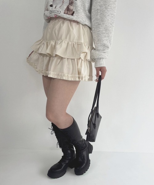 frunco（フランコ）の「【ZOZOTOWN限定】スエードミニティアードスカート（スカート・レディース・ブラック/ホワイト/ブラウン・MEDIUM）」の9枚目の写真
