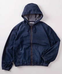 SlashDate（スラッシュデイト）の「【83】ヴィンテージライク ウォッシュ加工 デニムフードブルゾン／デニムジャケット／ジップパーカー（デニムジャケット）」