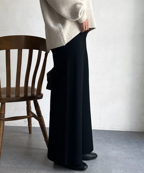 Chez toi（シェトワ）の「サイドリブセミフレアニットパンツ（その他パンツ・レディース・グレー/ブラック/ベージュ・FREE）」の8枚目の写真