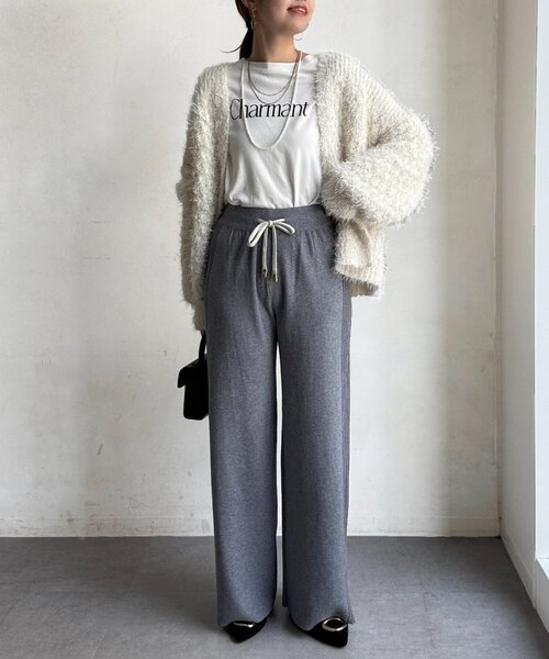 Chez toi（シェトワ）の「サイドリブセミフレアニットパンツ（その他パンツ・レディース・グレー/ブラック/ベージュ・FREE）」の15枚目の写真