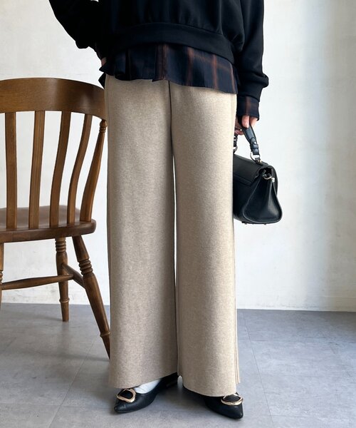 Chez toi（シェトワ）の「サイドリブセミフレアニットパンツ（その他パンツ・レディース・グレー/ブラック/ベージュ・FREE）」の22枚目の写真