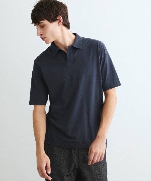 three dots（スリードッツ）の「パウダリーコットン スキッパーポロ（ポロシャツ・メンズ・ブラウン系その他・LARGE/MEDIUM/SMALL/X-LARGE）」の7枚目の写真