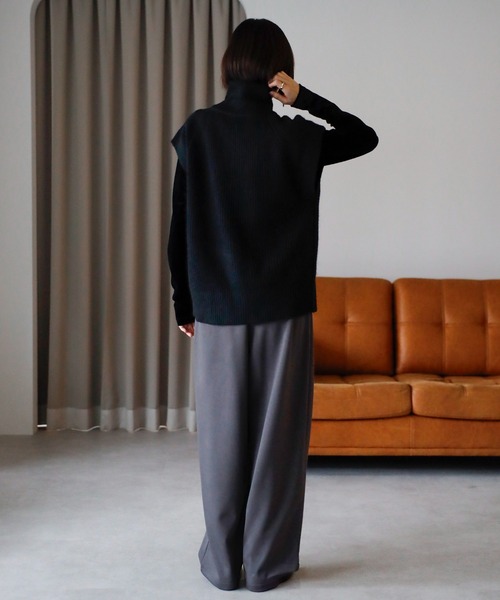 セール】【2025 AW】ダブルジップスタンドネックニットベスト（ベスト