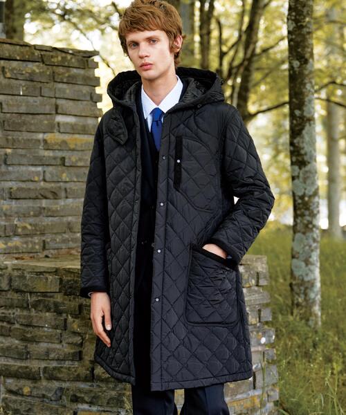 キルティング フーデット コート