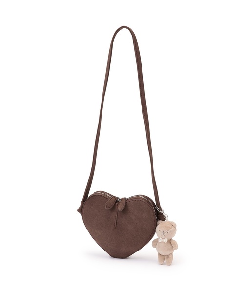 petit main（プティマイン）の「チャームつきハートポシェット（ショルダーバッグ・キッズ・レッド/シルバー/キャメル・F）」の2枚目の写真