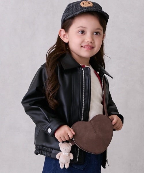 petit main（プティマイン）の「チャームつきハートポシェット（ショルダーバッグ・キッズ・レッド/シルバー/キャメル・F）」の4枚目の写真