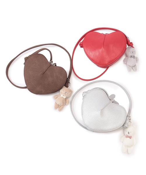 petit main（プティマイン）の「チャームつきハートポシェット（ショルダーバッグ・キッズ・レッド/シルバー/キャメル・F）」の15枚目の写真