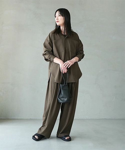 solamonat poche(ソラモナポッシェ)の「ポリスパンワイドパンツ(その他パンツ・レディース・ホワイト/ライトグレー/チャコールグレー/ブラック/ブラウン・2.0/3.0)」の5枚目の写真