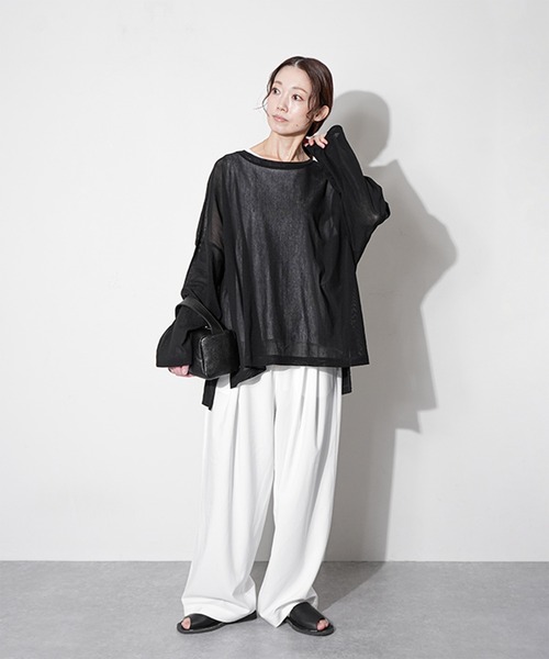 solamonat poche(ソラモナポッシェ)の「ポリスパンワイドパンツ(その他パンツ・レディース・ホワイト/ライトグレー/チャコールグレー/ブラック/ブラウン・2.0/3.0)」の2枚目の写真