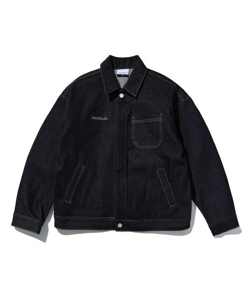 ステッチデニムジャケット_ブラック