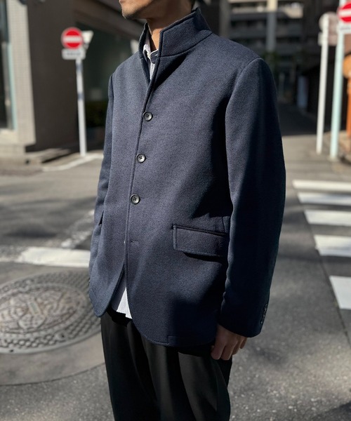 IKKA LOUNGE(イッカラウンジ)の「ウールライクニットスタンドジャケット(カバーオール・メンズ・グレー/ネイビー・M/L/XL/S)」の1枚目の写真