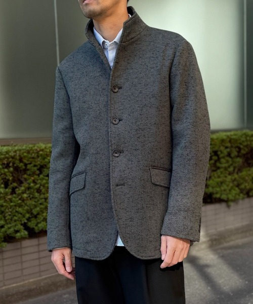 IKKA LOUNGE(イッカラウンジ)の「ウールライクニットスタンドジャケット(カバーオール・メンズ・グレー/ネイビー・M/L/XL/S)」の2枚目の写真