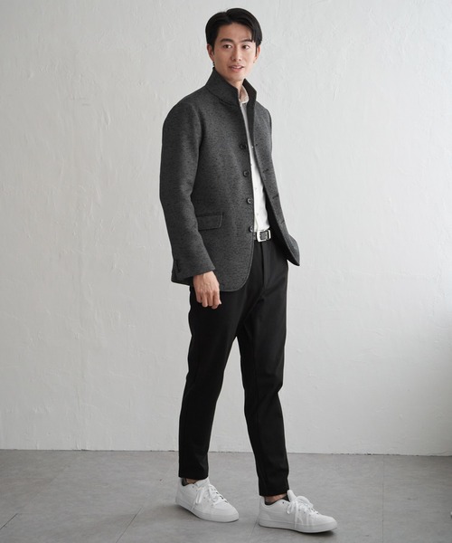 IKKA LOUNGE(イッカラウンジ)の「ウールライクニットスタンドジャケット(カバーオール・メンズ・グレー/ネイビー・M/L/XL/S)」の7枚目の写真