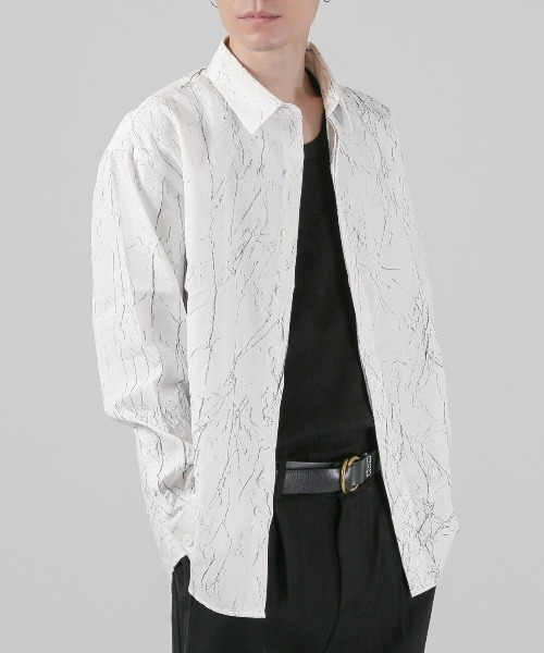 LUXSTYLE(ラグスタイル)の「クラック柄クリンクルシャツ(シャツ/ブラウス・メンズ・ホワイト/ブラック・L/M)」の14枚目の写真