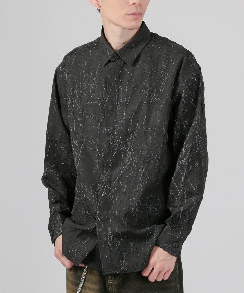LUXSTYLE(ラグスタイル)の「クラック柄クリンクルシャツ(シャツ/ブラウス・メンズ・ホワイト/ブラック・L/M)」の15枚目の写真