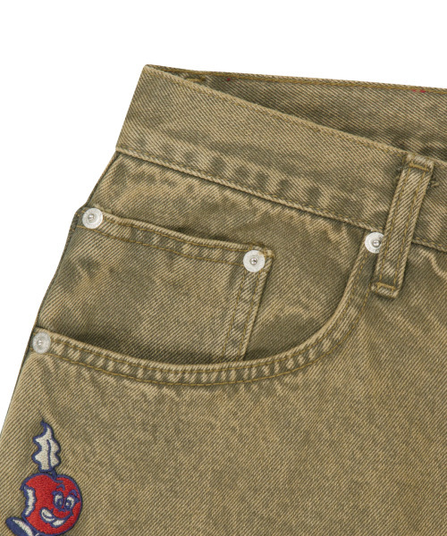 WKNDRS(ウィーキャンドース)の「APPLE DENIM PANTS (BEIGE)(デニムパンツ・レディース・その他・MEDIUM/LARGE/X-LARGE/SMALL)」の4枚目の写真
