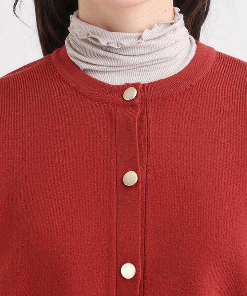 DRESKIP（ドレスキップ）の「【セットアップ可/洗濯機可】もちもちタッチが心地よい クルーネックカーディガン（カーディガン/ボレロ・レディース・ダークブラウン/ブラック/レッド系1・01/02/03/04）」の19枚目の写真