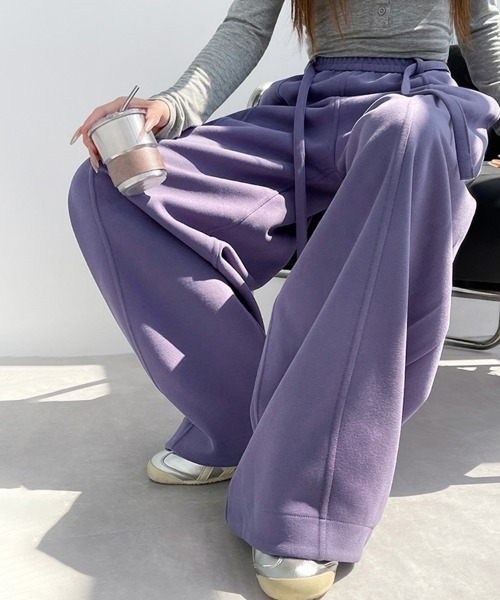 ONEP STAR(ワンピスター)の「スウェット風フルレングスパンツ(スウェットパンツ・レディース・ブラウン/ブラック/ダークパープル/グレー・SMALL/LARGE/X-LARGE/MEDIUM)」の10枚目の写真
