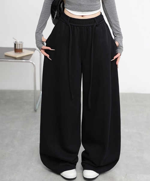 ONEP STAR(ワンピスター)の「スウェット風フルレングスパンツ(スウェットパンツ・レディース・ブラウン/ブラック/ダークパープル/グレー・SMALL/LARGE/X-LARGE/MEDIUM)」の17枚目の写真