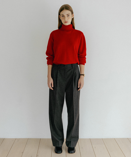 TTUDEMENT(トュードメント)の「WOOL ONE-TUCK WIDE SLACKS CHARCOAL(スラックス・レディース・その他・SMALL/MEDIUM)」の1枚目の写真
