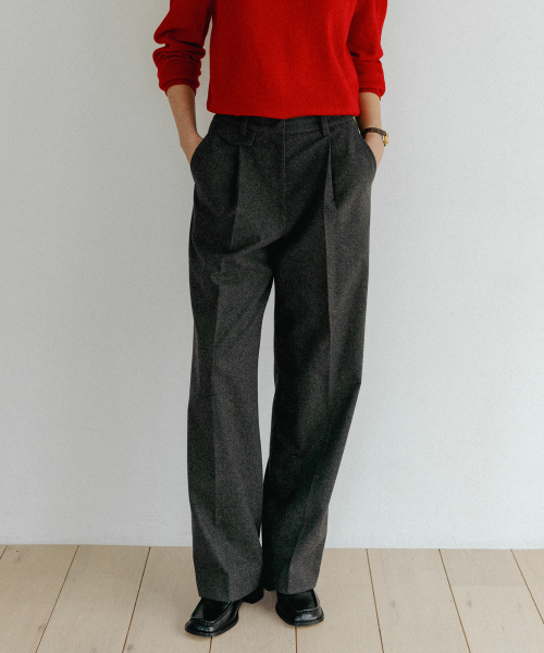 TTUDEMENT(トュードメント)の「WOOL ONE-TUCK WIDE SLACKS CHARCOAL(スラックス・レディース・その他・SMALL/MEDIUM)」の2枚目の写真