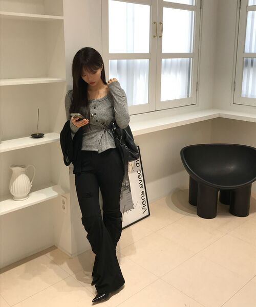 Asymmetrical Drape Pants (FL-245_Black)（その他パンツ）｜FLAREUP