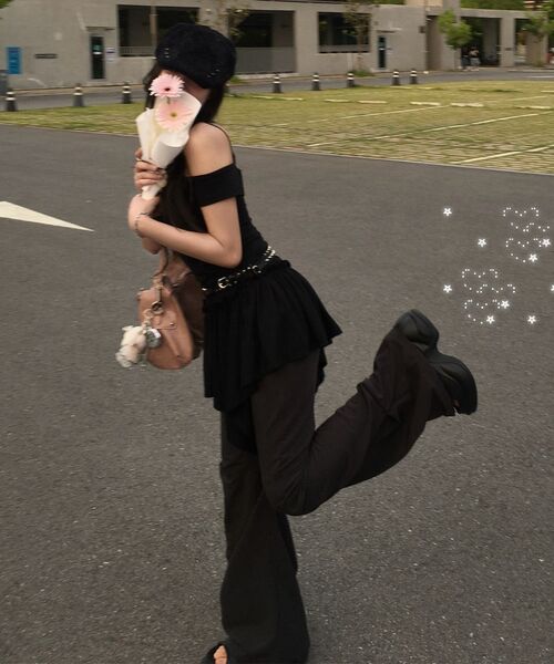 Asymmetrical Drape Pants (FL-245_Black)（その他パンツ）｜FLAREUP