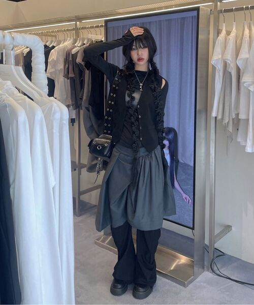 Asymmetrical Drape Pants (FL-245_Black)（その他パンツ）｜FLAREUP