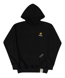 [UNISEX]ドットボード刺繍フードティー_ブラック