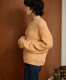 angola blend v neck mix knit /アンゴラブレンドVネックミックスニットプルオーバー