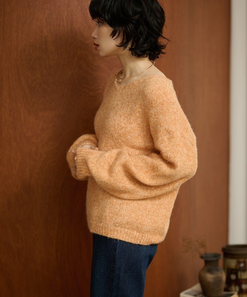 LAULEN(ローレン)の「angola blend v neck mix knit /アンゴラブレンドVネックミックスニットプルオーバー(ニット/セーター・レディース・ブラウン/オレンジ/ブルー・FREE)」の3枚目の写真