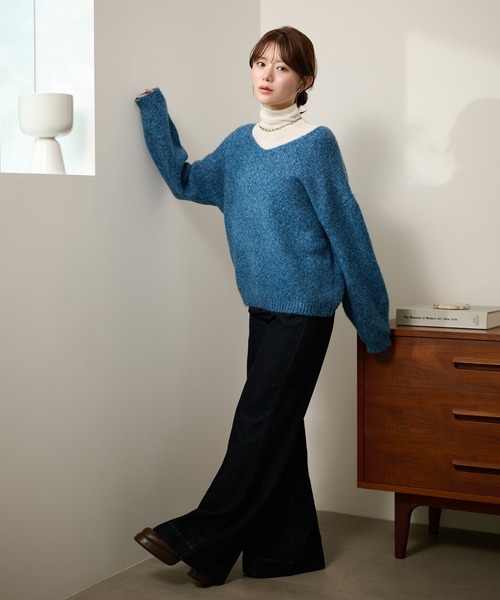LAULEN(ローレン)の「angola blend v neck mix knit /アンゴラブレンドVネックミックスニットプルオーバー(ニット/セーター・レディース・ブラウン/オレンジ/ブルー・FREE)」の20枚目の写真