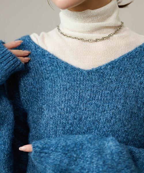 LAULEN(ローレン)の「angola blend v neck mix knit /アンゴラブレンドVネックミックスニットプルオーバー(ニット/セーター・レディース・ブラウン/オレンジ/ブルー・FREE)」の21枚目の写真
