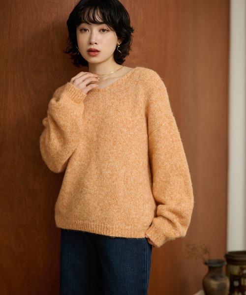 LAULEN(ローレン)の「angola blend v neck mix knit /アンゴラブレンドVネックミックスニットプルオーバー(ニット/セーター・レディース・ブラウン/オレンジ/ブルー・FREE)」の13枚目の写真