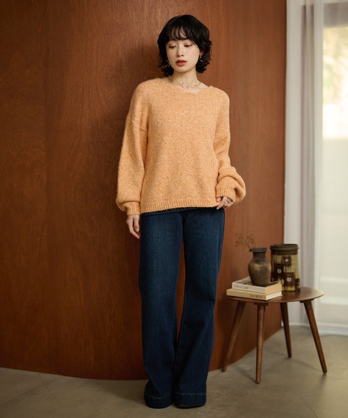 LAULEN(ローレン)の「angola blend v neck mix knit /アンゴラブレンドVネックミックスニットプルオーバー(ニット/セーター・レディース・ブラウン/オレンジ/ブルー・FREE)」の18枚目の写真