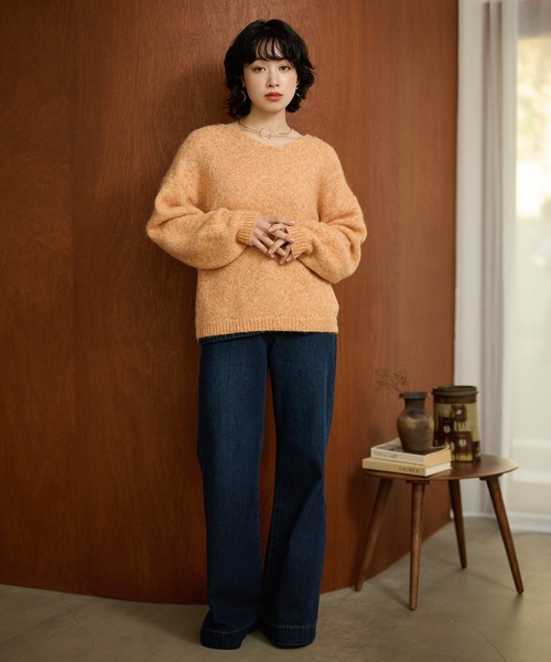 LAULEN(ローレン)の「angola blend v neck mix knit /アンゴラブレンドVネックミックスニットプルオーバー(ニット/セーター・レディース・ブラウン/オレンジ/ブルー・FREE)」の9枚目の写真